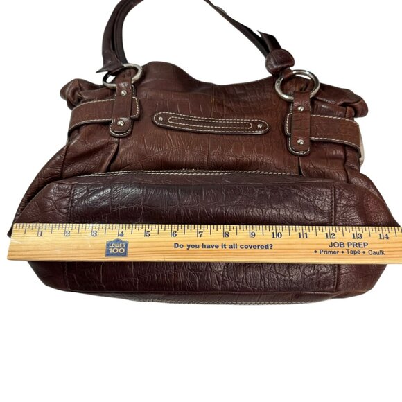 B. Makowsky Genuine Leather Boho Tote Bag Brown | Silver Hardware | Preowned - Picture 16 of 16